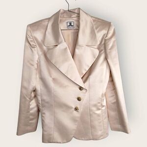 Julie and Leonard Womens‎ Jacket Sz Large Cream Satin Evening Jewel Buttons Vtg